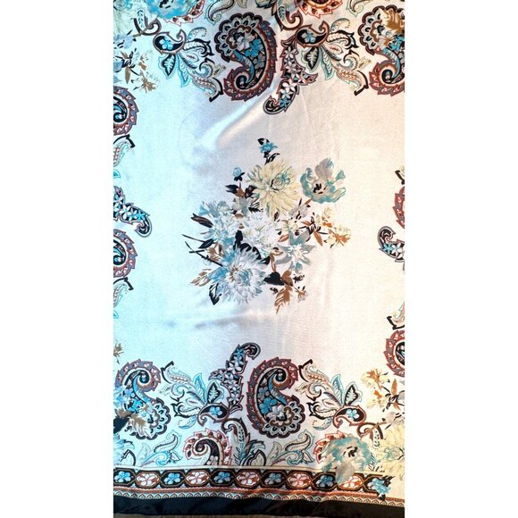 2/$30 NEW White Aqua Ivory Gray Black Floral Delicate Flower Silky Fashion Scarf - Picture 8 of 14